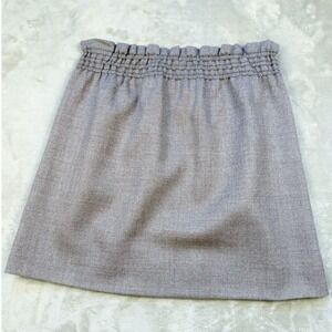 J.Crew Wool Herringbone Smocked Paperbag Waist Mini Skirt Brown Size 2